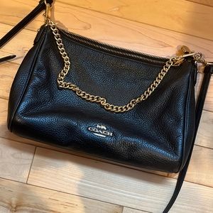 Black Coach Bag with Gold Chain